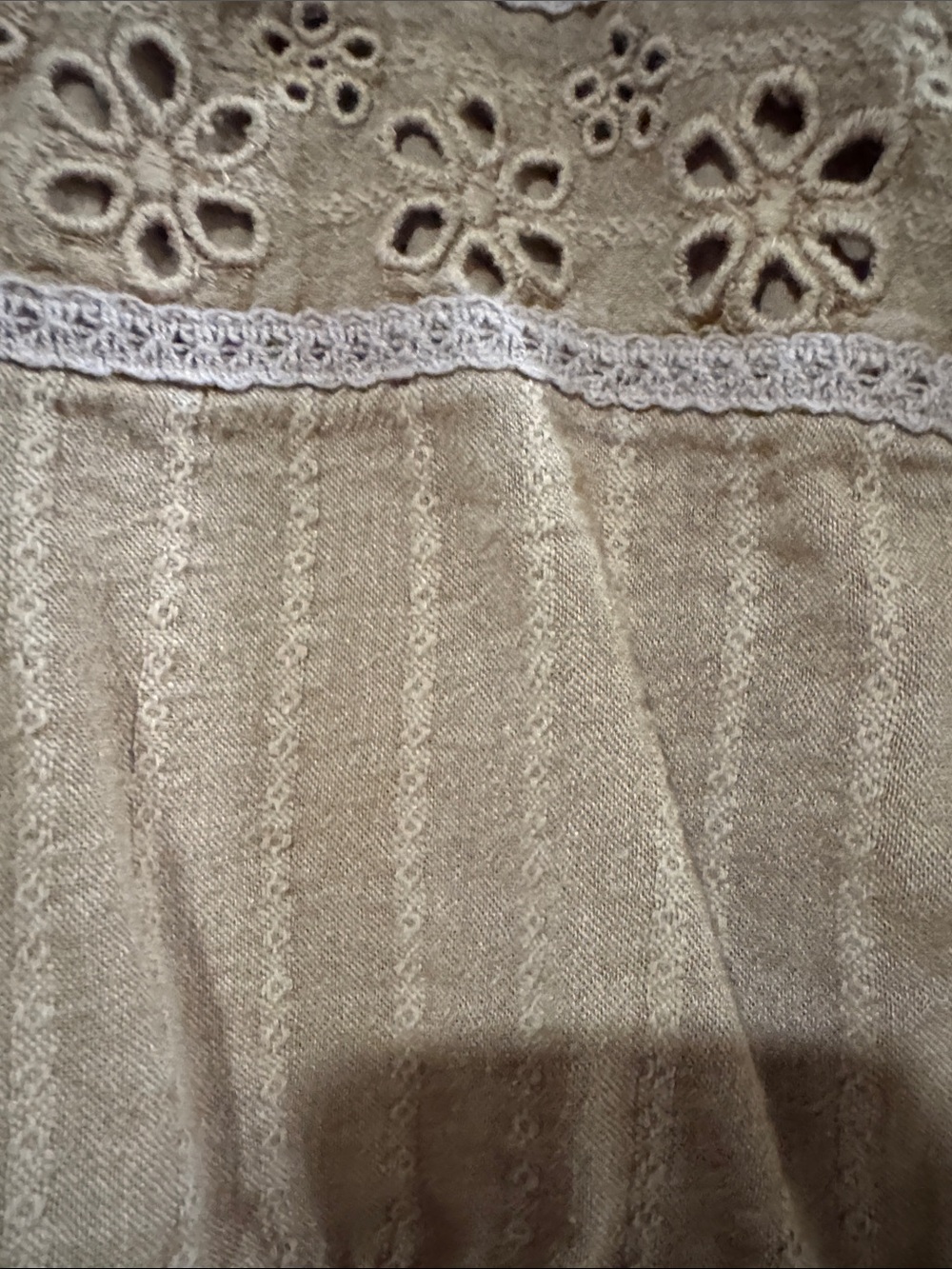 American Eagle Outfitters Brown Eyelet Lace-Up Peasant Top - Picture 8 of 8